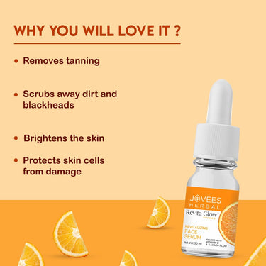 Jovees Herbal Revita Glow Vitamin C Face Serum Infused with Vitamin C & Kakadu Plum |Reduces Dark Spots|For Naturally Glowing Skin | For All Skin Type | 30ml
